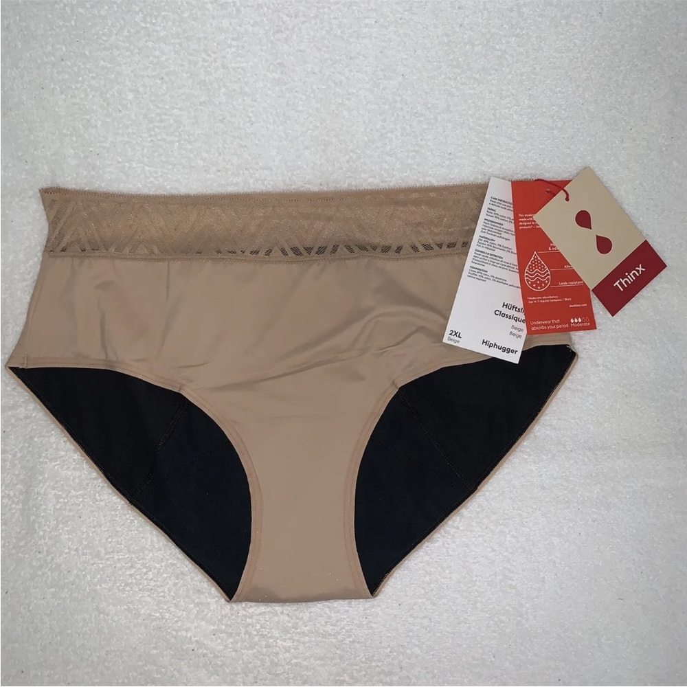 Women’s 2XL THINX Moderate Flow Beige Hiphugger Absorbent Period Underwear NWT
